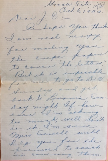 Letter from Mary Ernestine Bush to J. C. Bergeron
